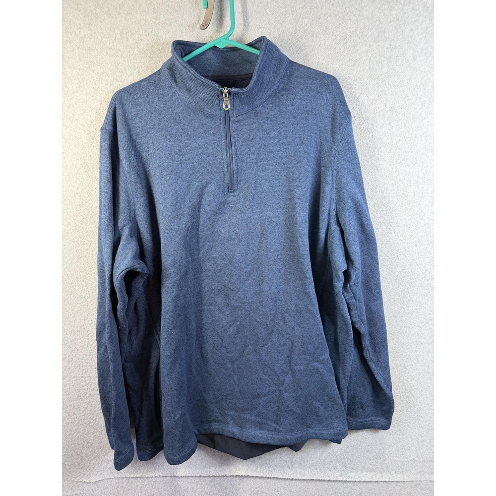 Croft & Barrow Sweater Mens 2XL Blue Fleece Mock Neck 1/4 Zip Pullover Warm